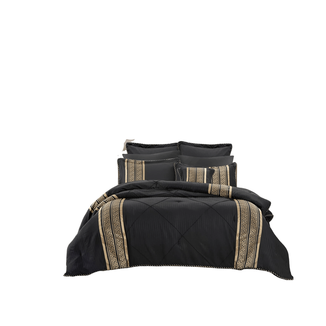 1 Bianca Bedding Raffaello Black and Gold 6-Piece Quilted Comforter Set, Queen - Black, 1 of 7