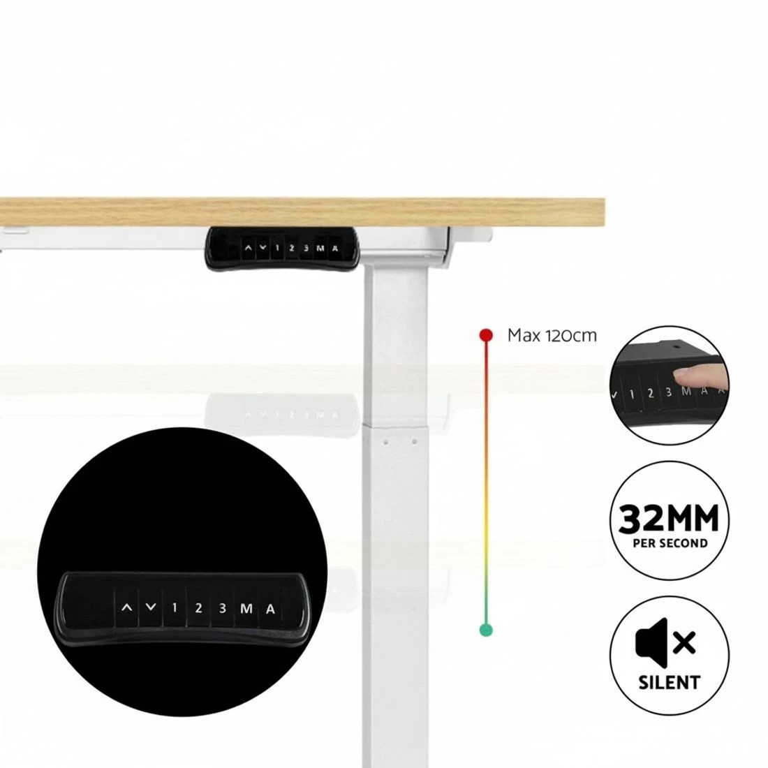 5 Artiss Standing Desk Motorised Dual Motor 120CM  Oak - Brown, 5 of 5