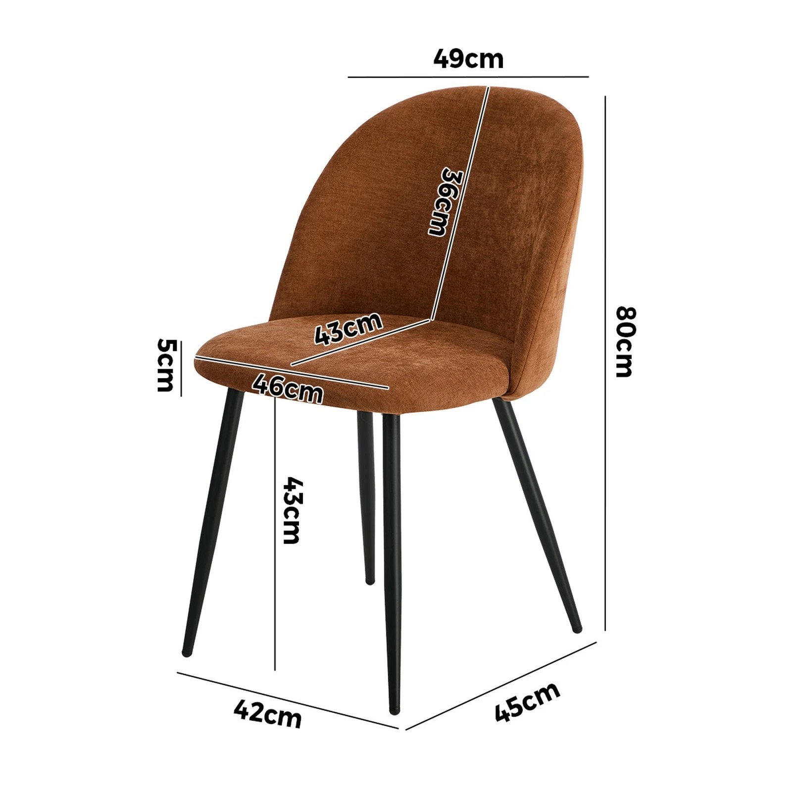 2 Oikiture 2x Dining Chairs Accent Chair Armchair Kitchen Upholstered Linen - Orange, 2 of 9