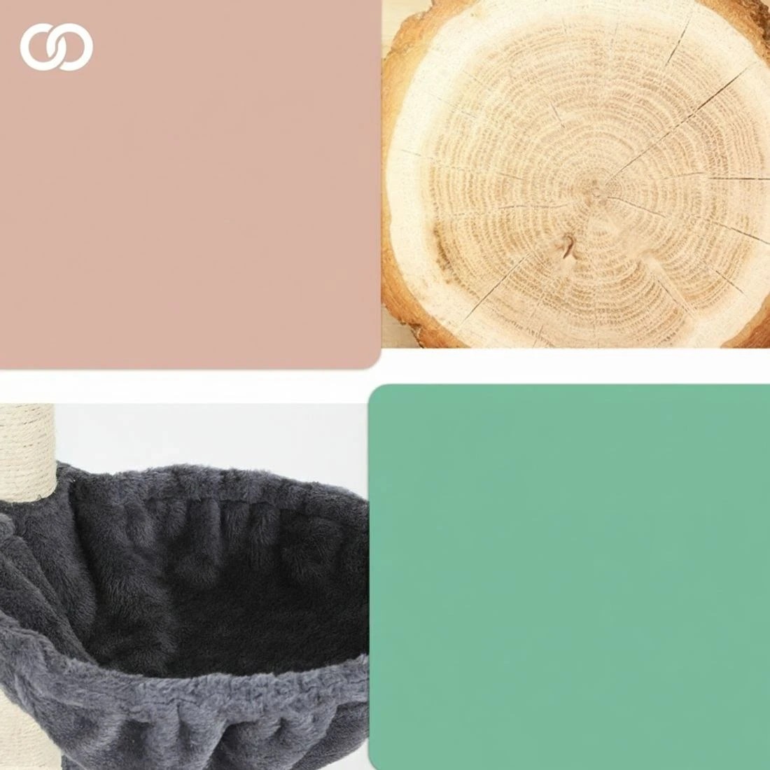 6 i.Pet Cat Tree 260cm Tower Scratching Post Scratcher Floor to Ceiling Cats Bed - Grey, 6 of 7