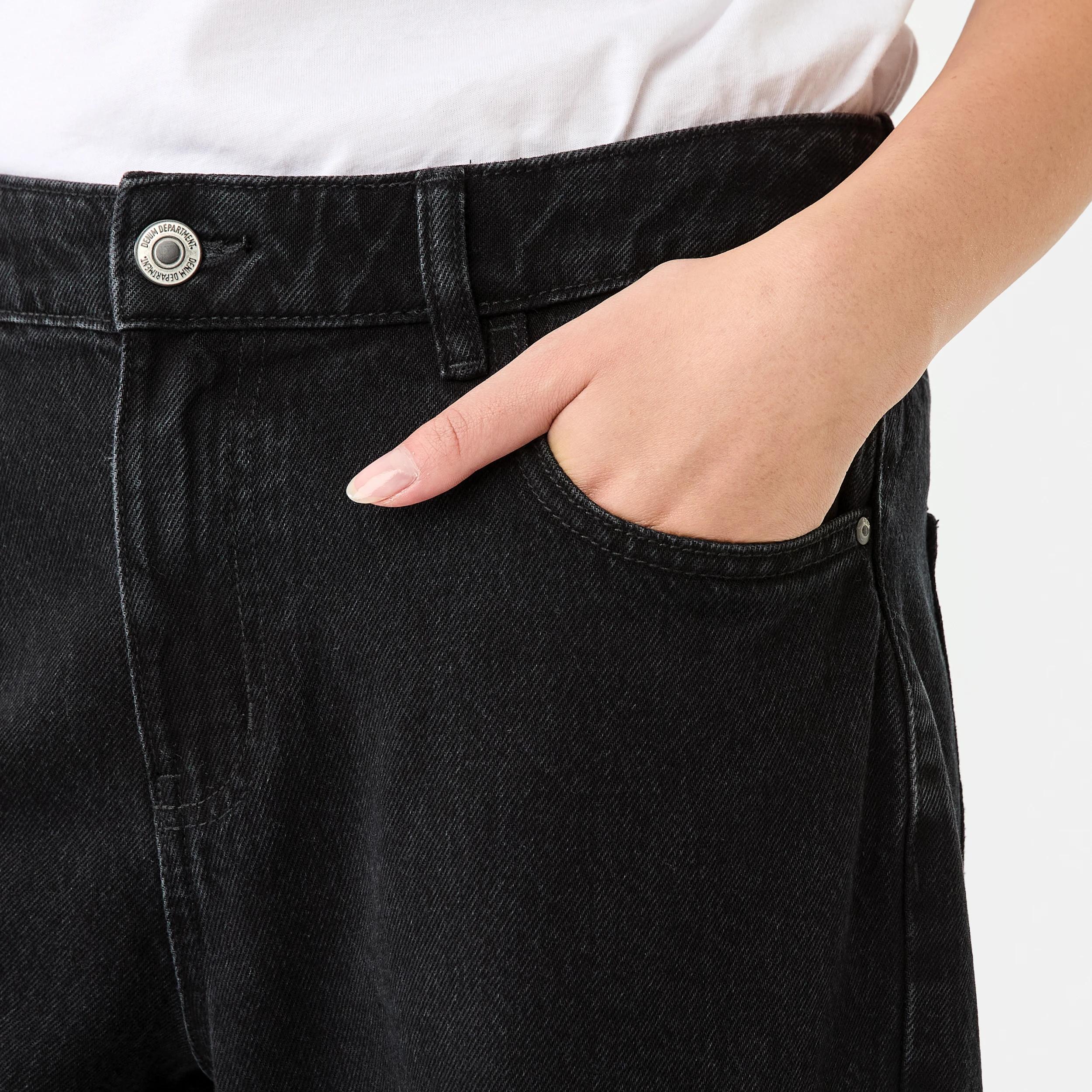 6 Wide Leg Raw Hem Jeans BLACK WASH, 6 of 9