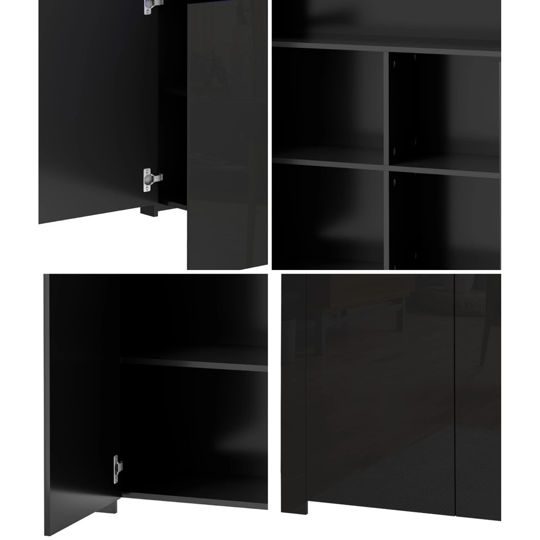 6 Oikiture Buffet Sideboard Led Rgb High Gloss
 - Black, 6 of 10