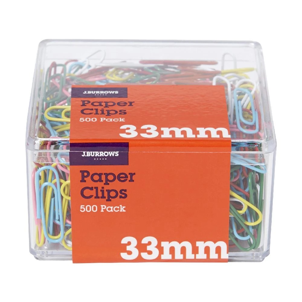 3 J.Burrows 33mm Paper Clips Assorted 500 Pack, 3 of 3