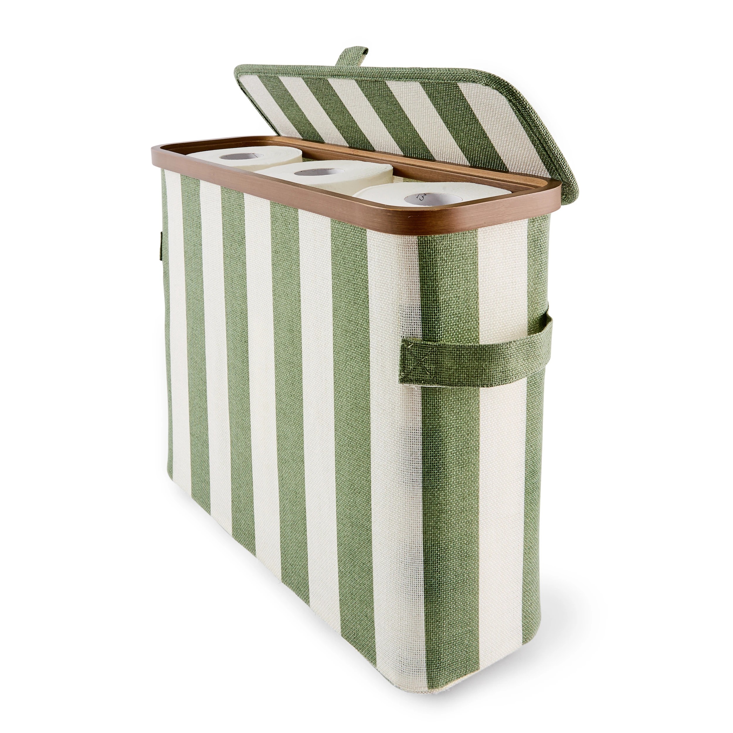 1 Linen Look Stripe Toilet Roll Holder, 1 of 9