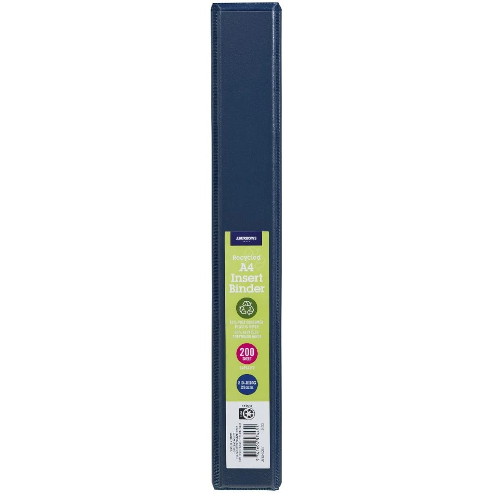 2 J.Burrows Insert Binder A4 2 D-Ring 25mm Blue, 2 of 5
