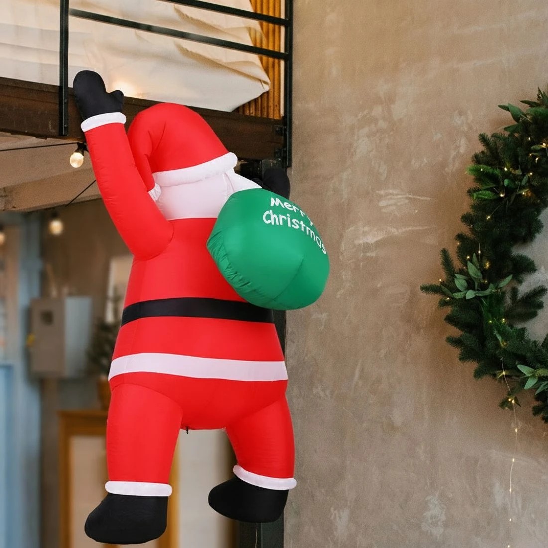 5 Jingle Jollys Christmas Inflatable Santa Climbing LED Illuminated Decorations 1.9M - Multi, 5 of 7