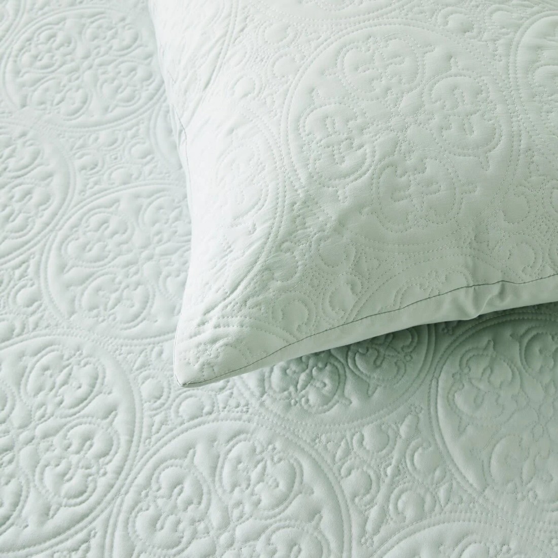 4 Aria Coverlet Set - Queen/King Bed, Seafoam, 4 of 7