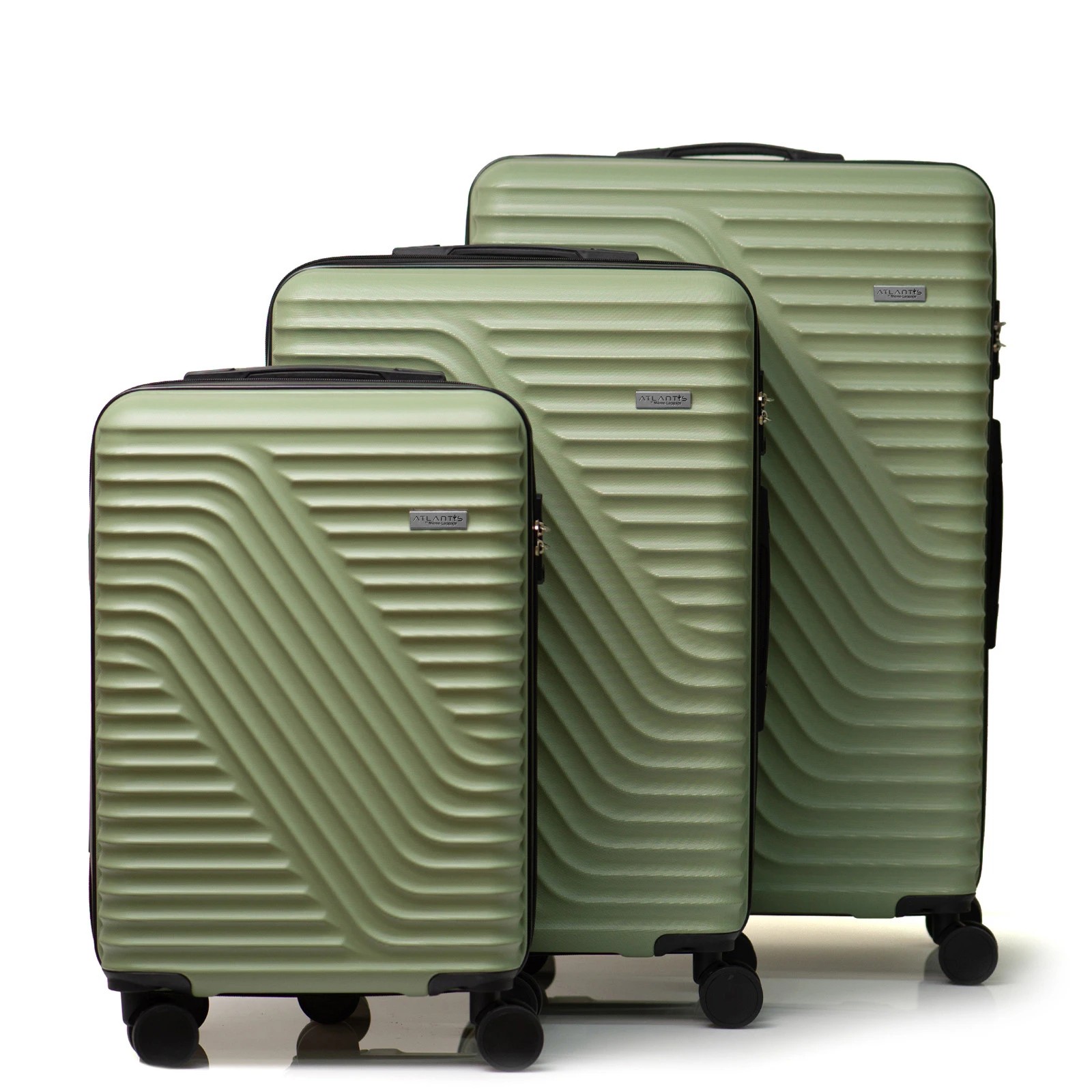1 Milano Décor Atlantis Luggage 3 Piece Set TSA Lock Luxury Hard Case Travel Suitcase - Green, 1 of 9