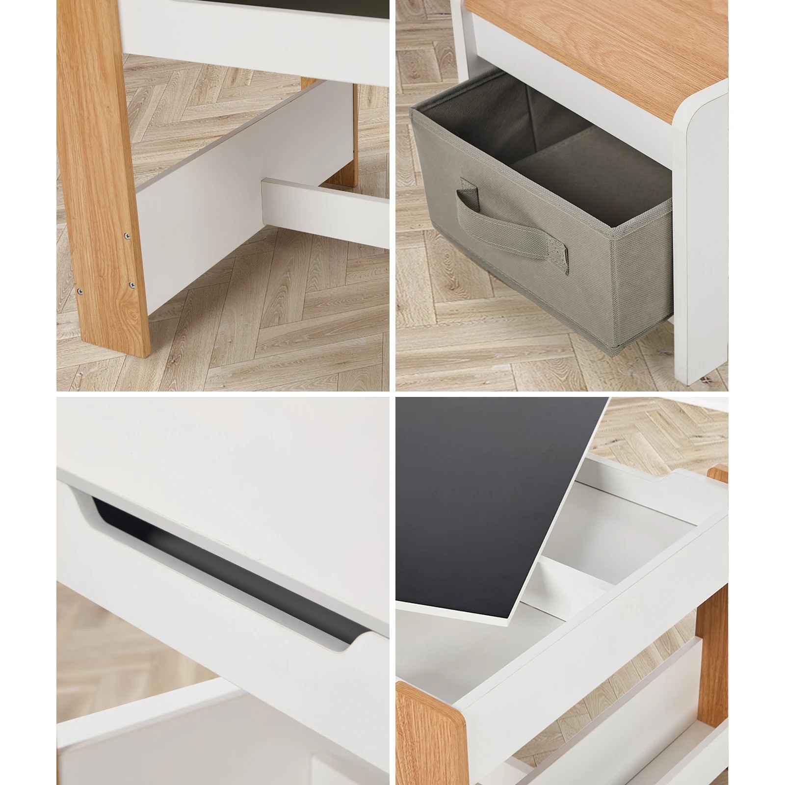 6 Oikiture Kids Table and Chairs Set Chalkboard Drawing Toys Storage Bookshelf - Multi, 6 of 10