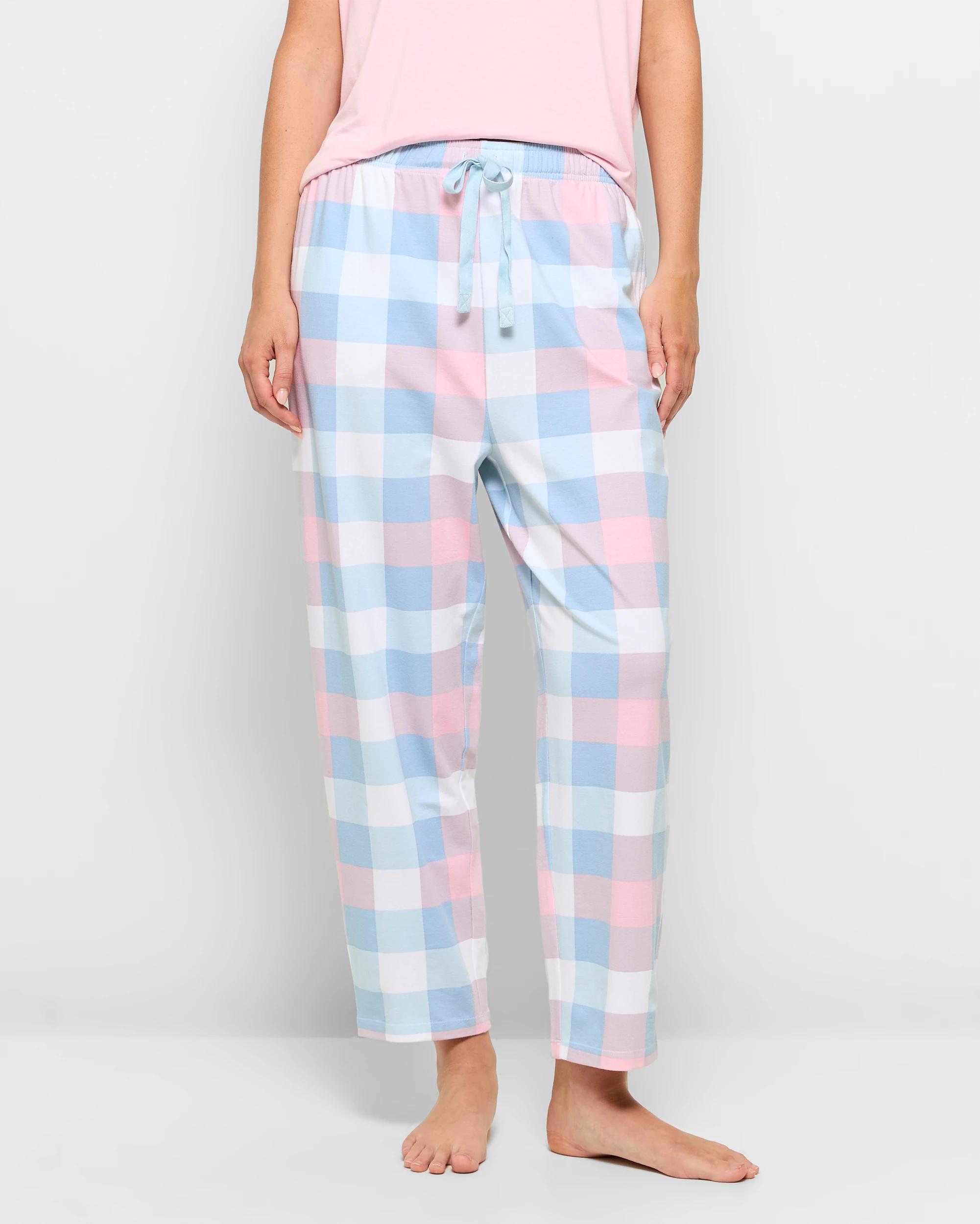 2 Target Australian Cotton Blend Jersey 7/8 Length Pyjama Sleep Pants BLOOM CHECK, 2 of 5