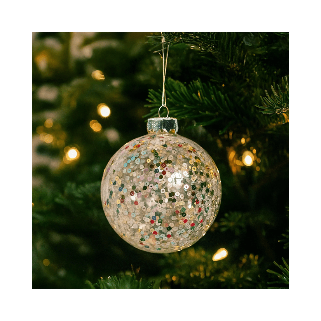 2 Christabelle Clear Glass Baubles 6pcs With Colourful Sequins Balls Christmas Tree Decoration Ornament, 2 of 6