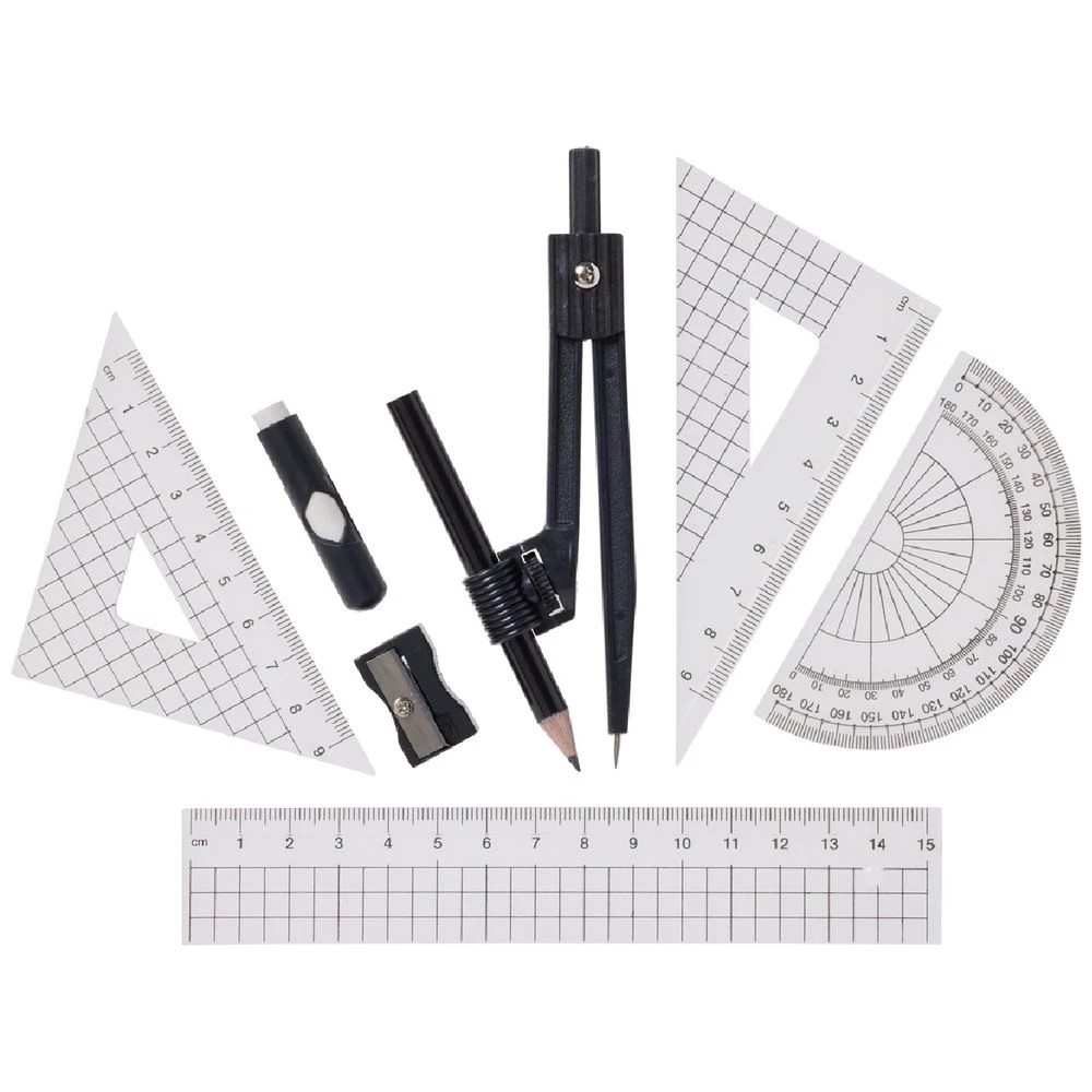 1 Keji Plastic Maths Set 8 Piece Black, 1 of 2