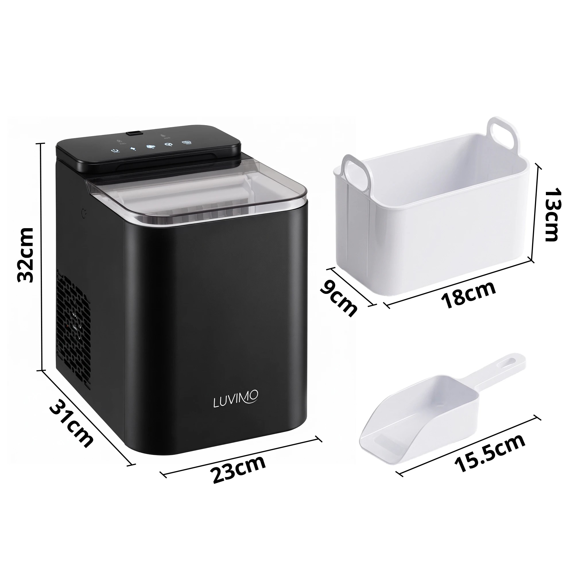 Luvimo Ice Maker Machine 15kg/24hr Double Open Cover Deep Clean - Green ...