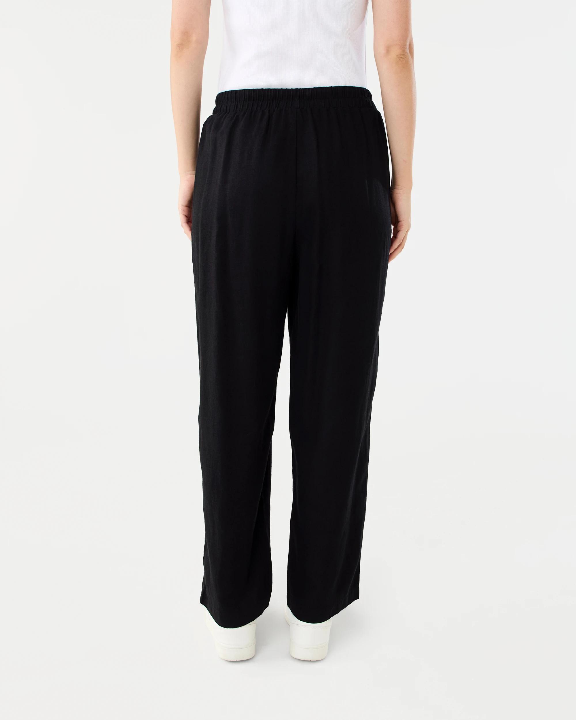 3 Linen Blend Straight Leg Pants Black, 3 of 5