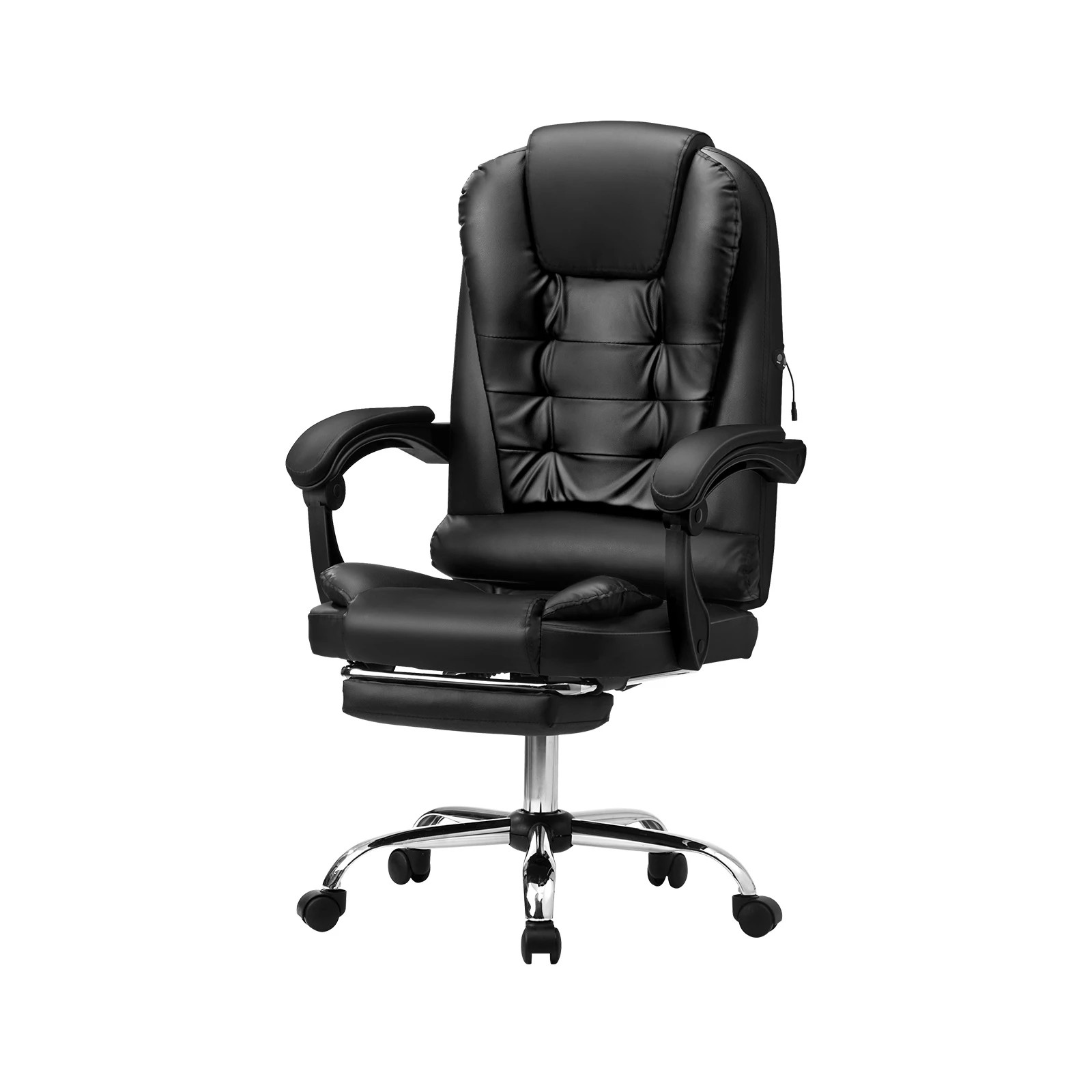 1 Oikiture Massage Office Chair Executive Gaming Racing Chairs PU with Footrest - Black, 1 of 6