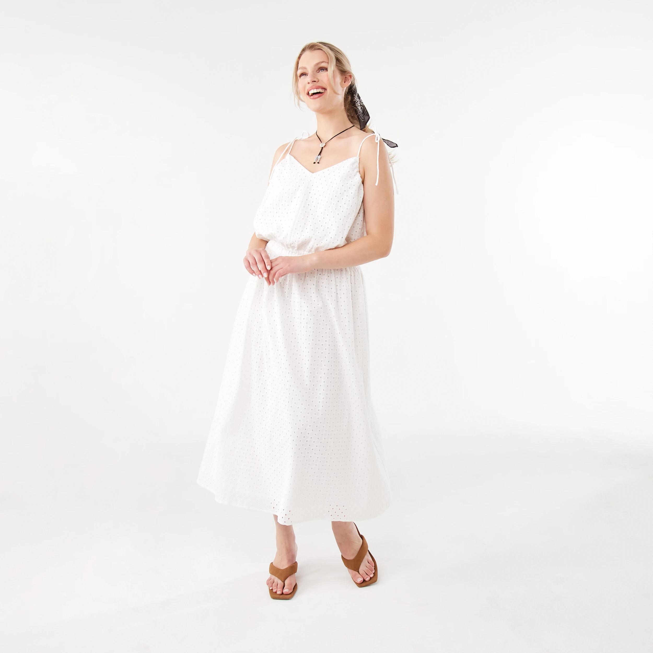2 Sleeveless Broderie Shoulder Tie Top White, 2 of 8