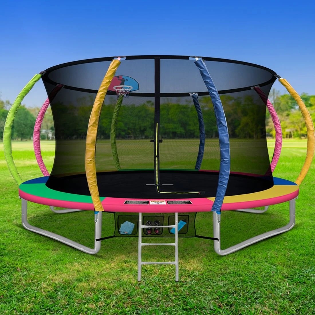 7 Everfit 12FT Trampoline for Kids w/ Ladder Enclosure Safety Net Rebounder - Multi, 7 of 8