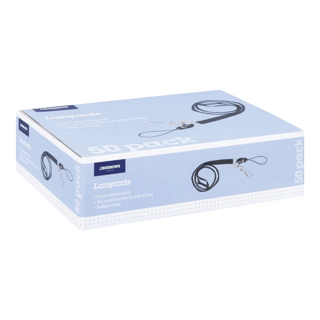 2 J.Burrows Clip and USB Lanyards Black 50 Pack, 2 of 4