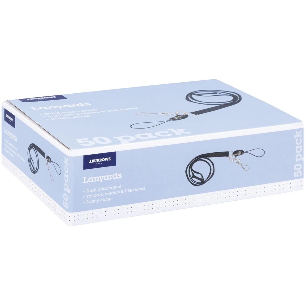 2 J.Burrows Clip and USB Lanyards Black 50 Pack, 2 of 4