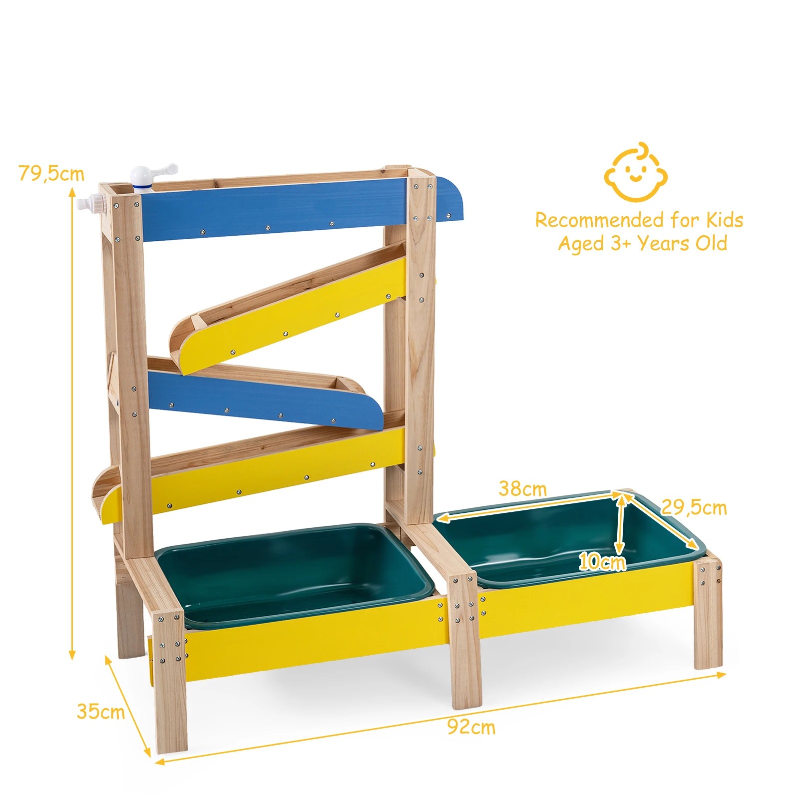 Costway Activity Table Fir Wood Montessori Sensory Play Sand Water ...