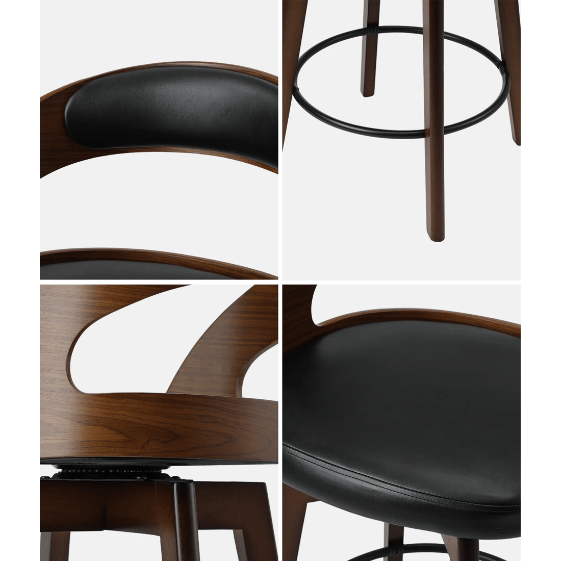 4 Oikiture 2x Bar Stools Kitchen Counter Stool Swivel Dining Chair Pu Leather
 - Black, 4 of 9