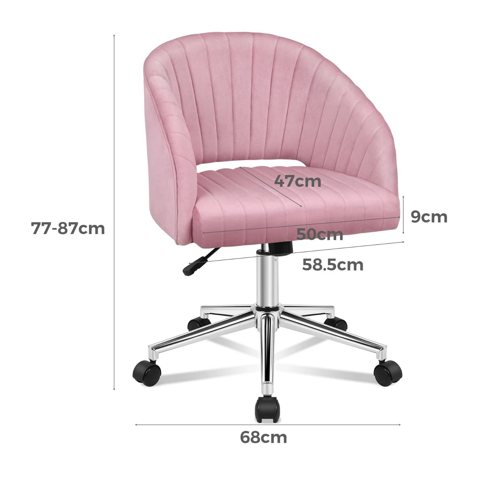 3 Alfordson Velvet Office Chair Swivel Armchair Computer Seat Adult Kids - Pink, 3 of 9