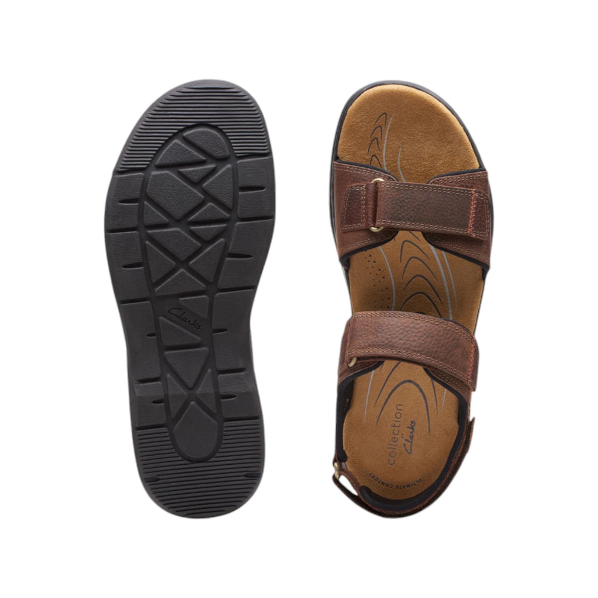 7 Clarks Mens Hapsford Creek Shoes Tumbled Leather Sandals DARK BROWN, 7 of 7