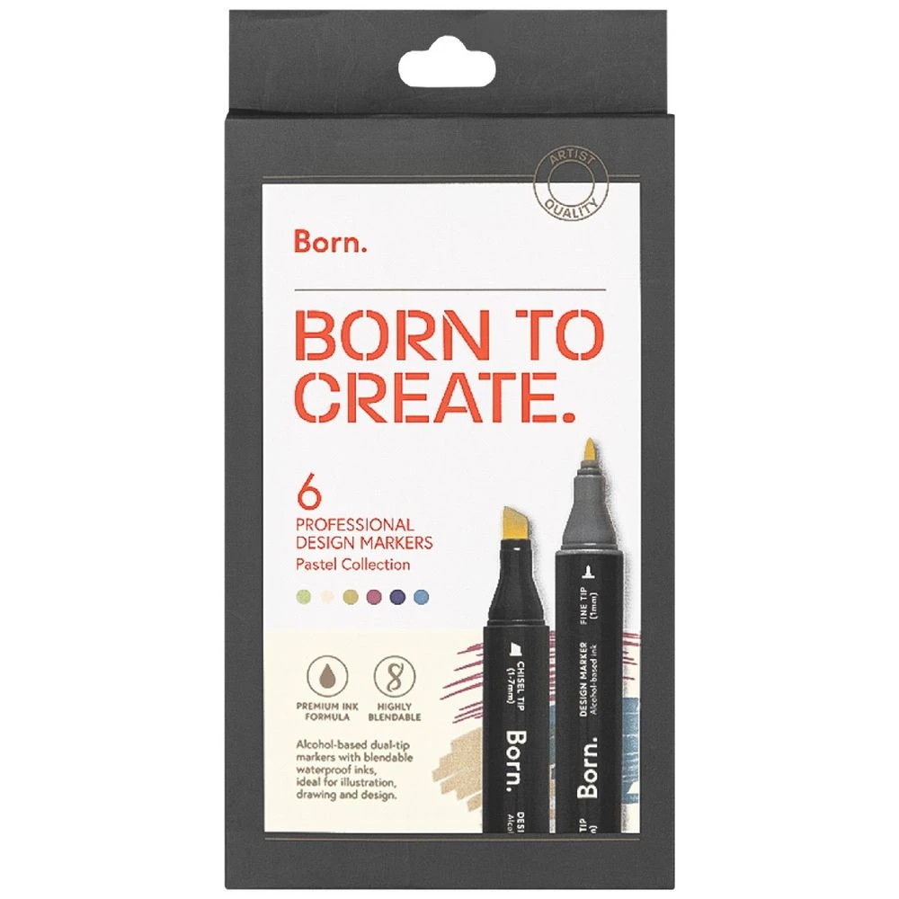 1 Born Professional Dual-Tip Artist Markers Pastels 6 Pack, 1 of 4