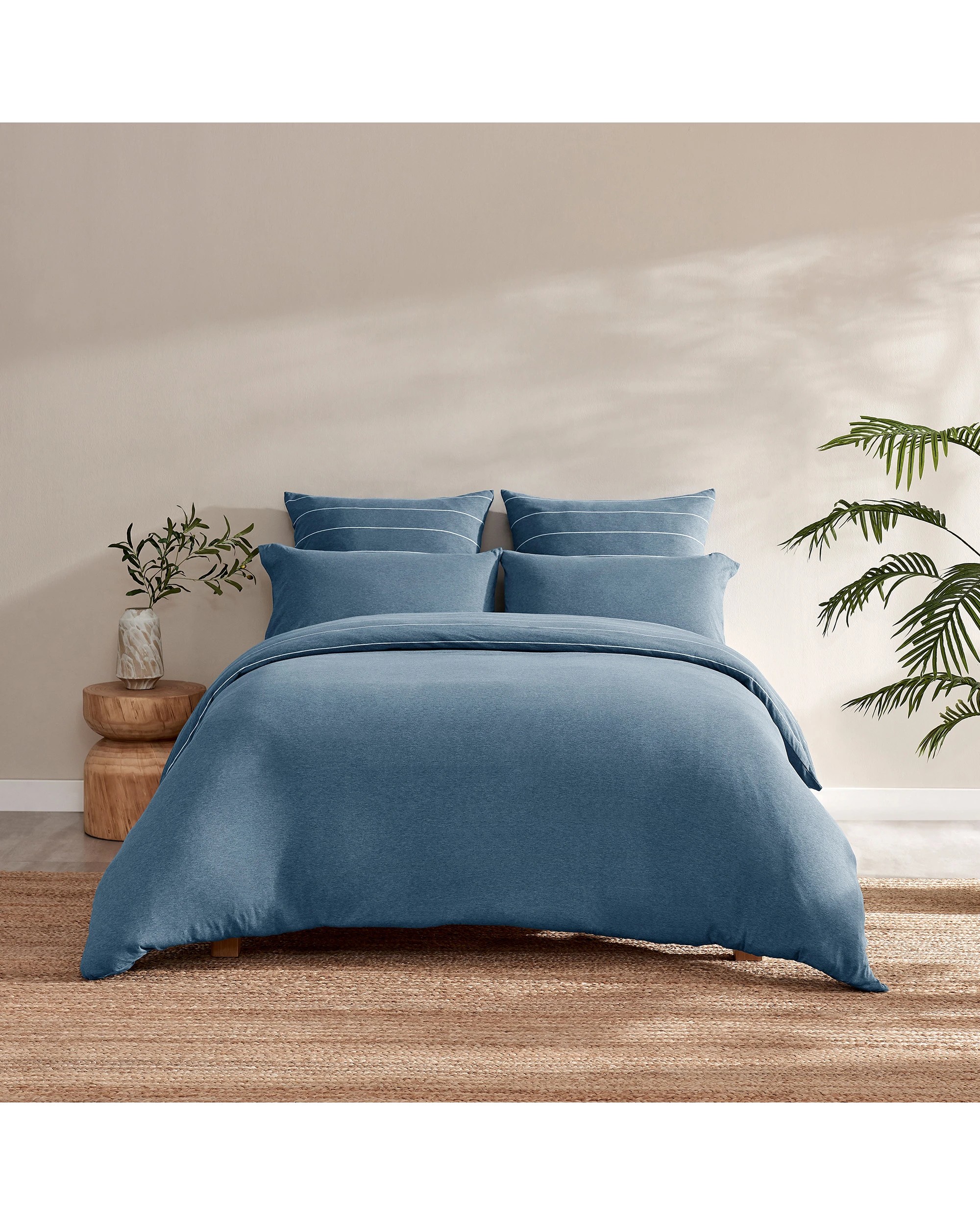 10 Dreamaker Jersey Luxe 100% Cotton Reversible Quilt Cover Set Charcoal - Queen Bed - Denim, 10 of 10