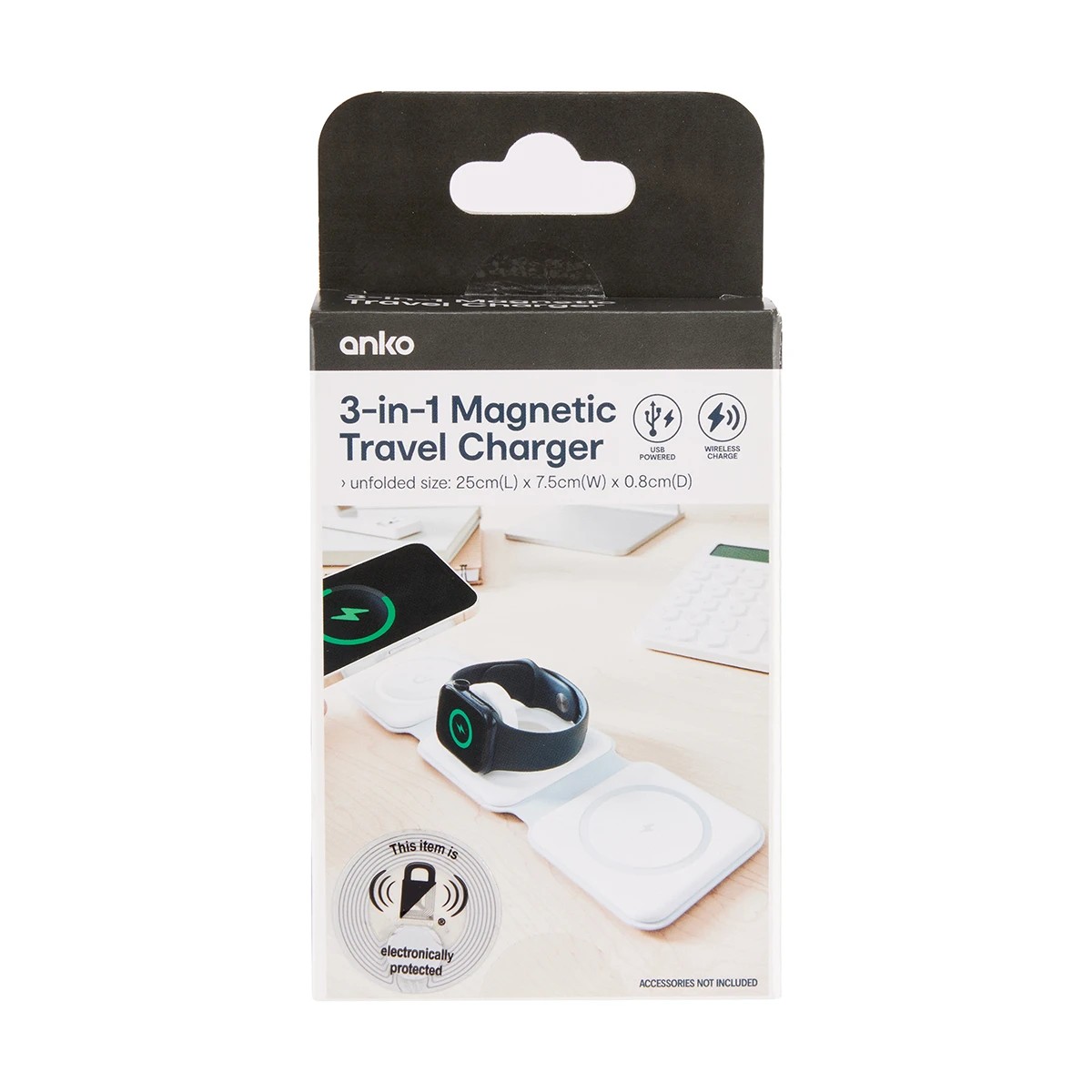 10 Foldable 3-in-1 Magnetic Travel Charger - White, 10 of 10