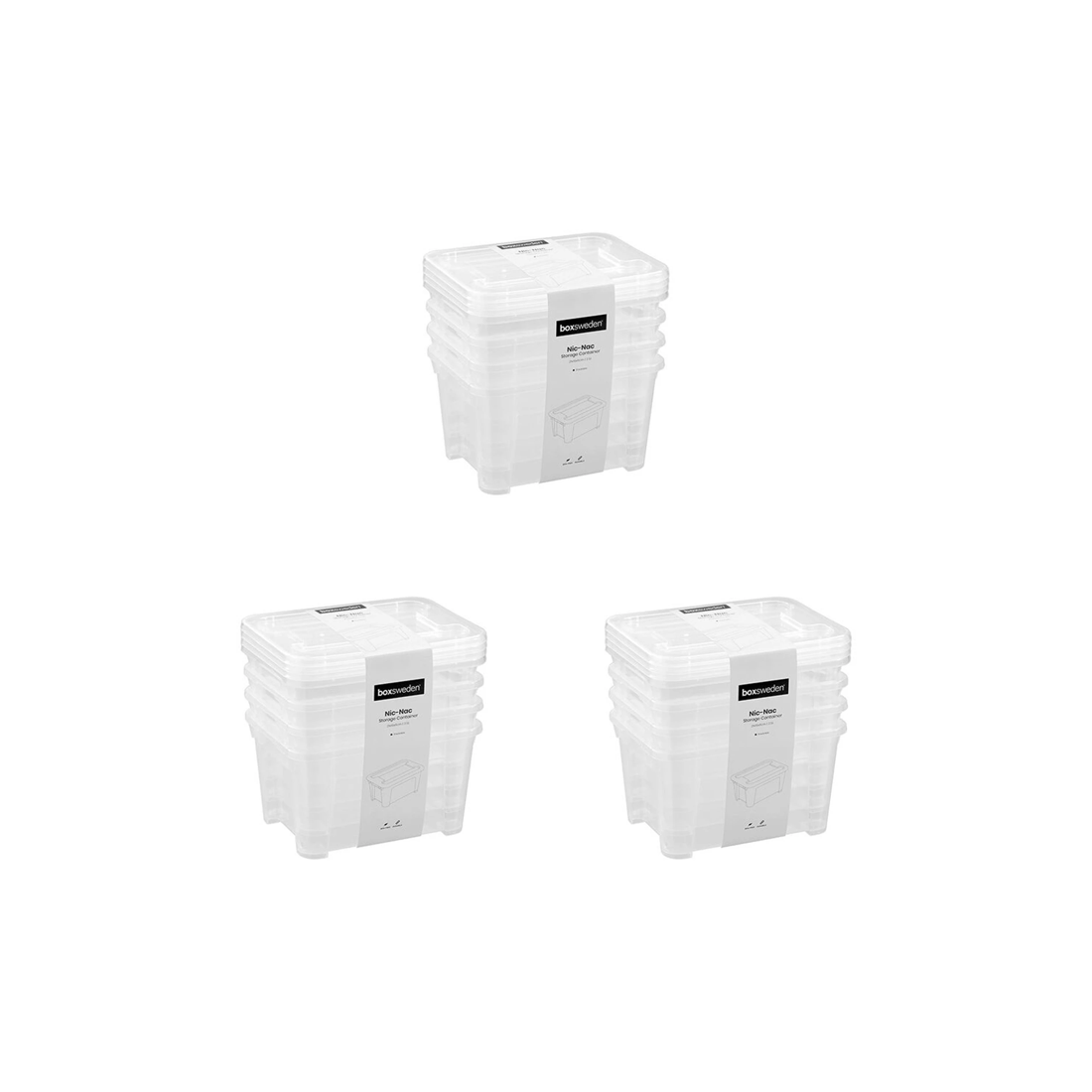 1 Boxsweden Nic-Nac Storage Container 3 Pack 2.5L Stackable Durable Plastic
 - plain, 1 of 9