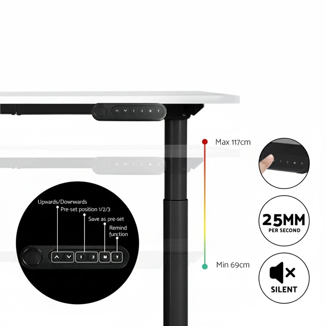 5 Artiss Standing Desk Motorised Electric Dual Motor  140CM - White, 5 of 6