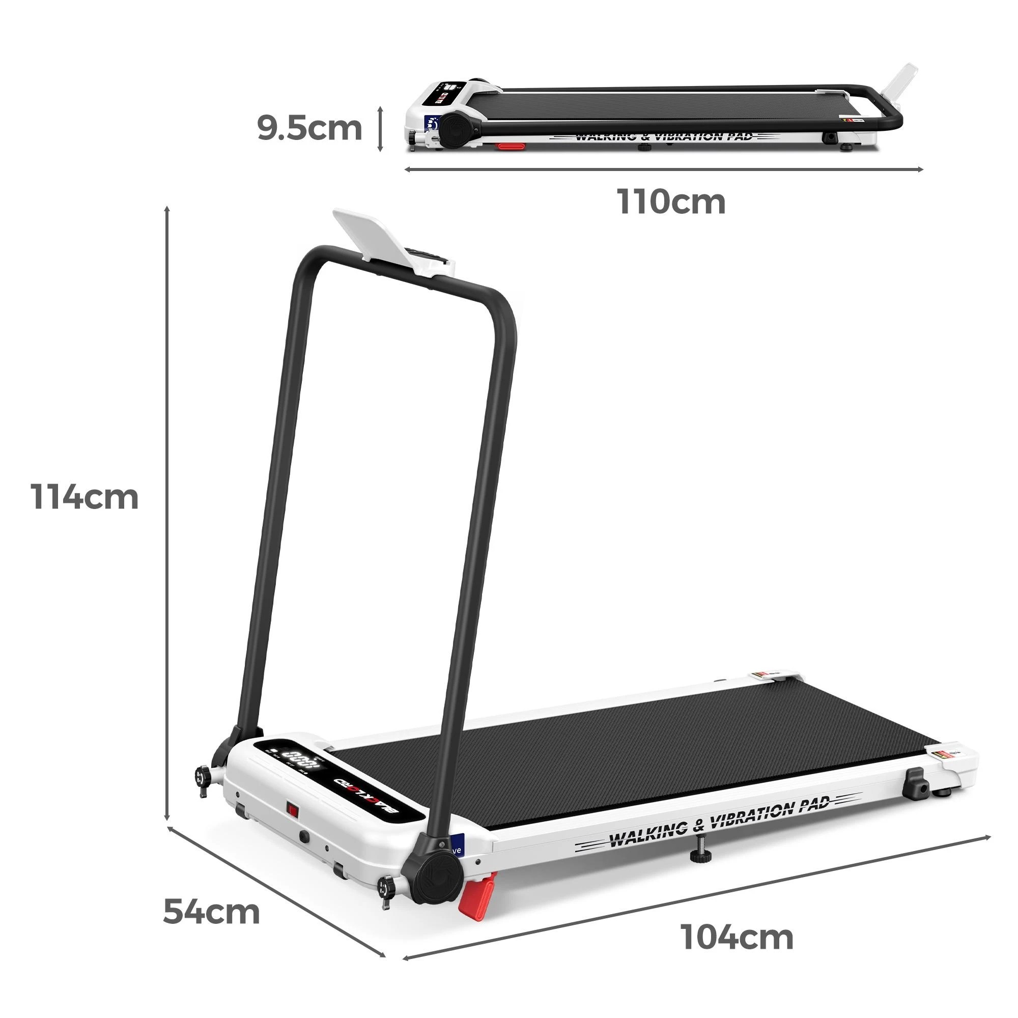 3 Black Lord Treadmill 4-in-1 Walking Vibration Pad Incline Foldable Home Gym - White, 3 of 9