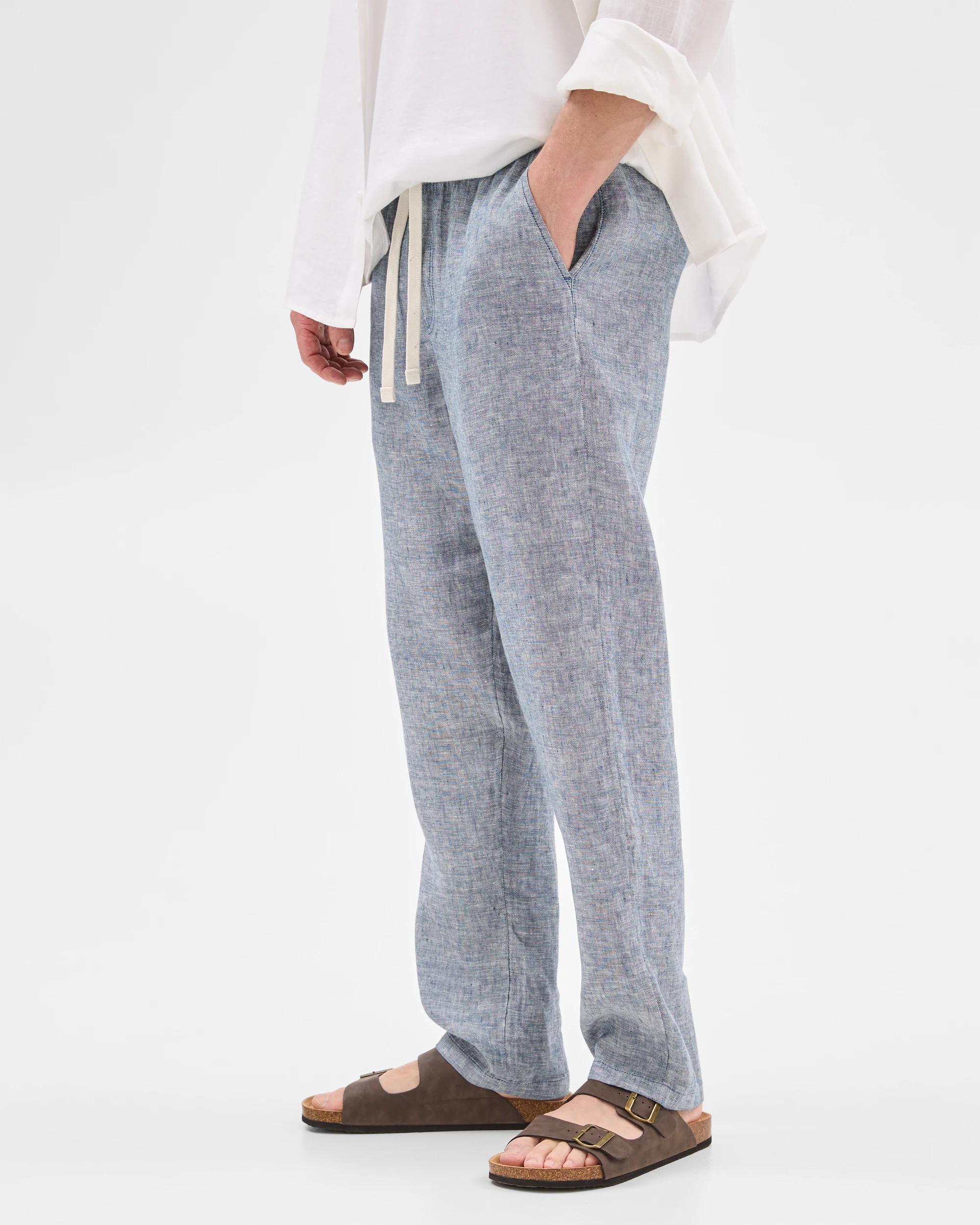 3 Target European Linen Pants MID BLUE, 3 of 5