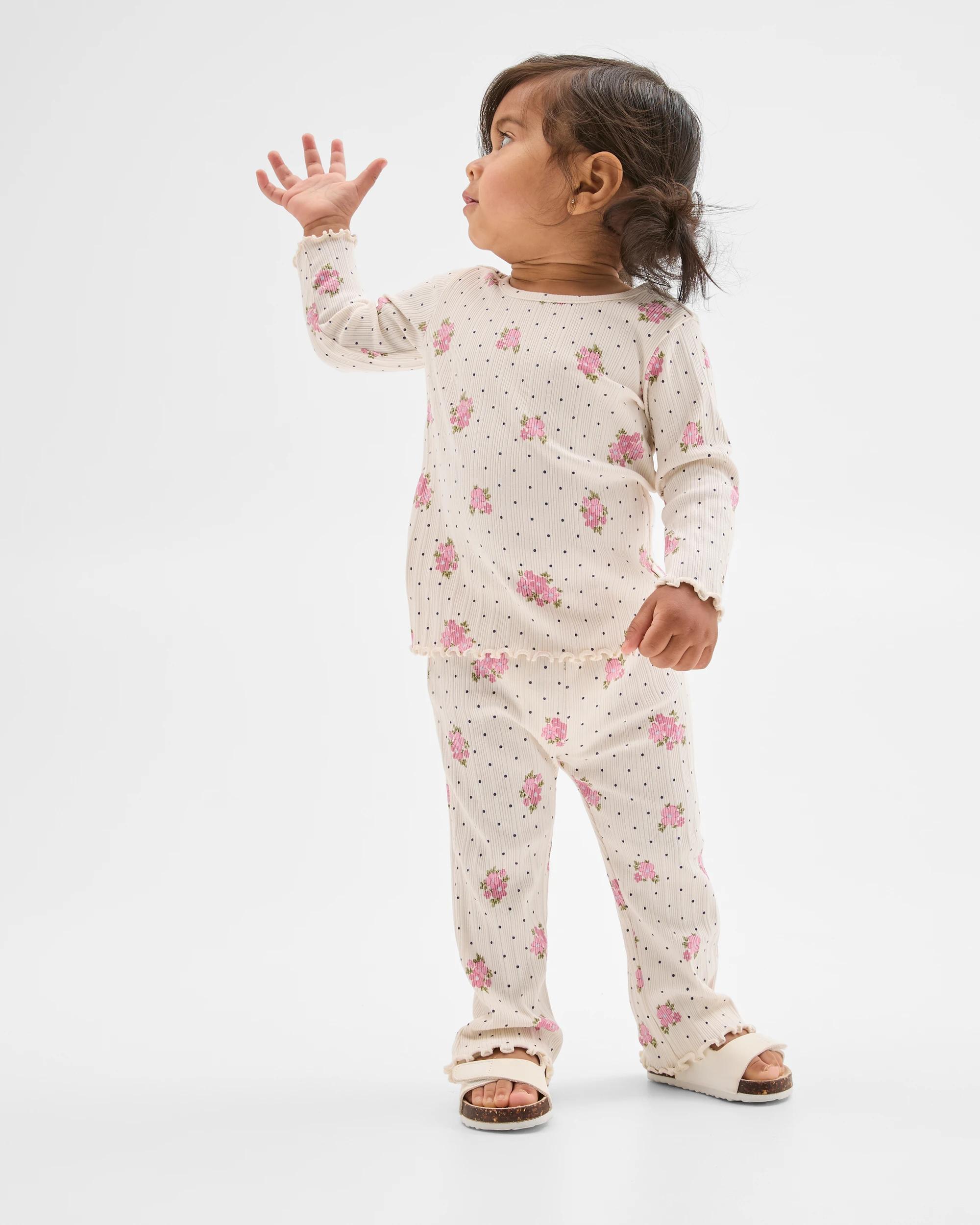 2 Target Baby Baby Organic Cotton Long Sleeve Rib T-Shirt FLORAL SPOT GARDENIA, 2 of 4