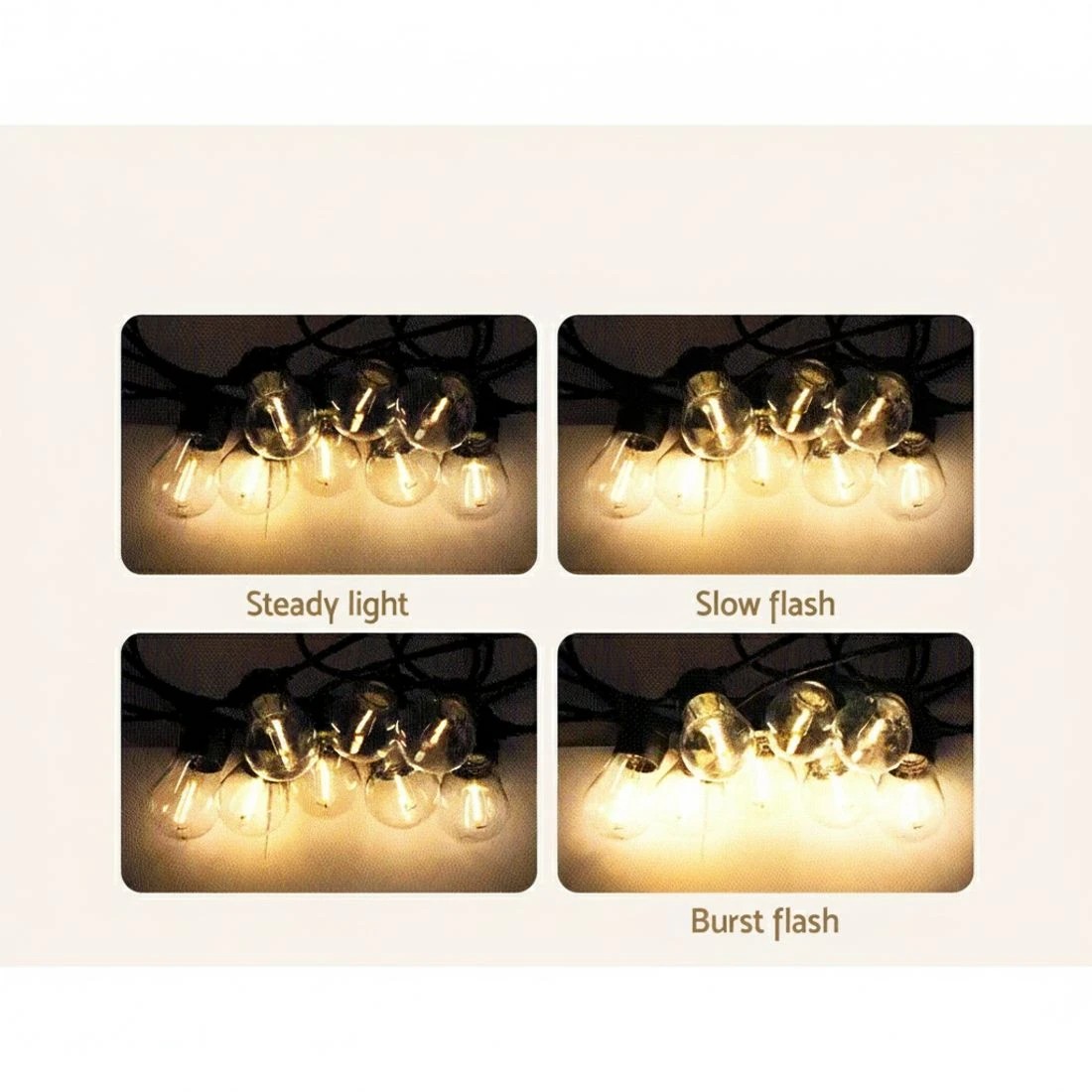 5 17m Solar Festoon Lights Outdoor LED String Light Christmas Party Decor 2pcs - Black, 5 of 6