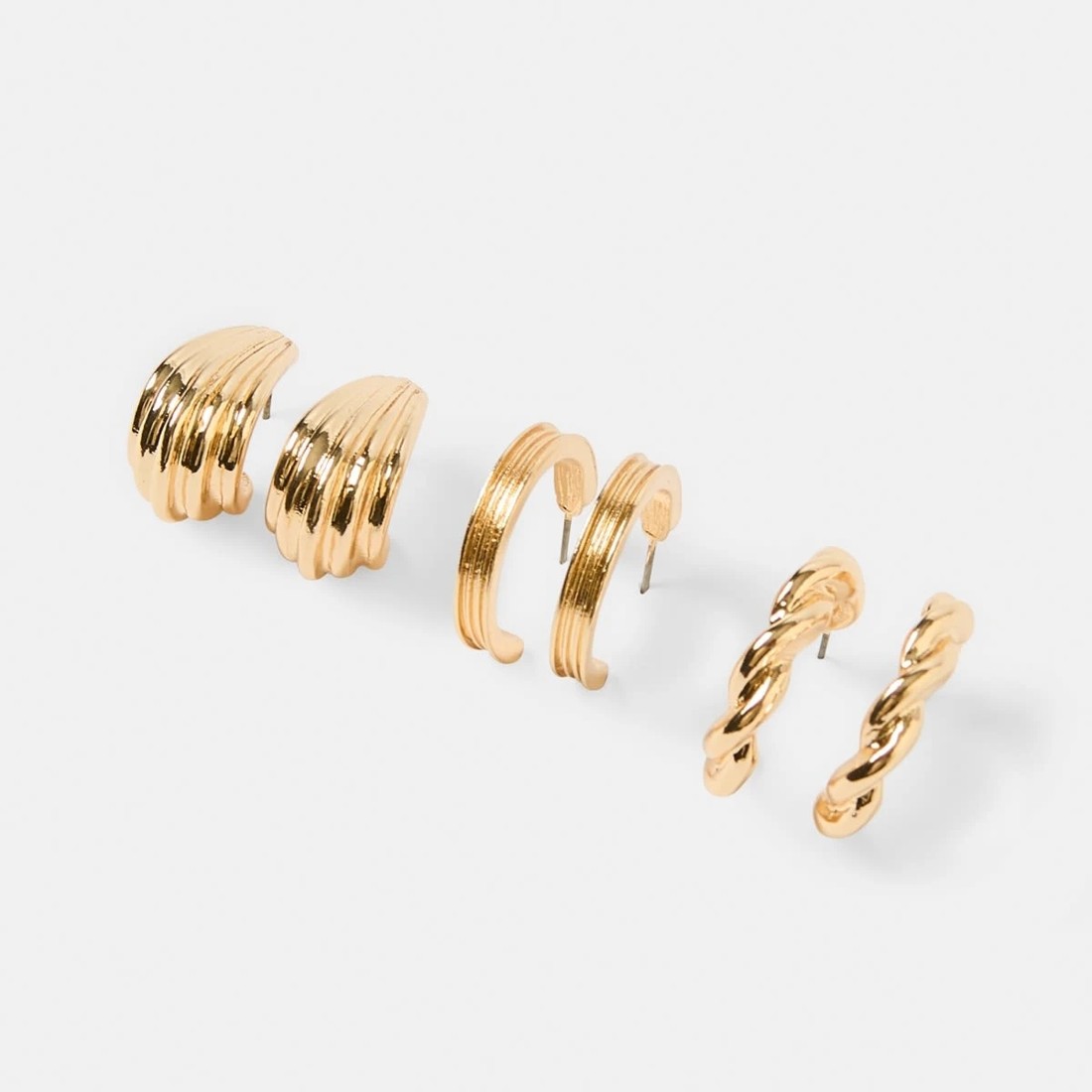 3 3 Pack Mix Hoop Earrings - Gold Tone, 3 of 5