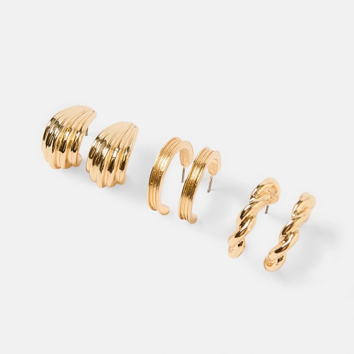 3 3 Pack Mix Hoop Earrings - Gold Tone, 3 of 5