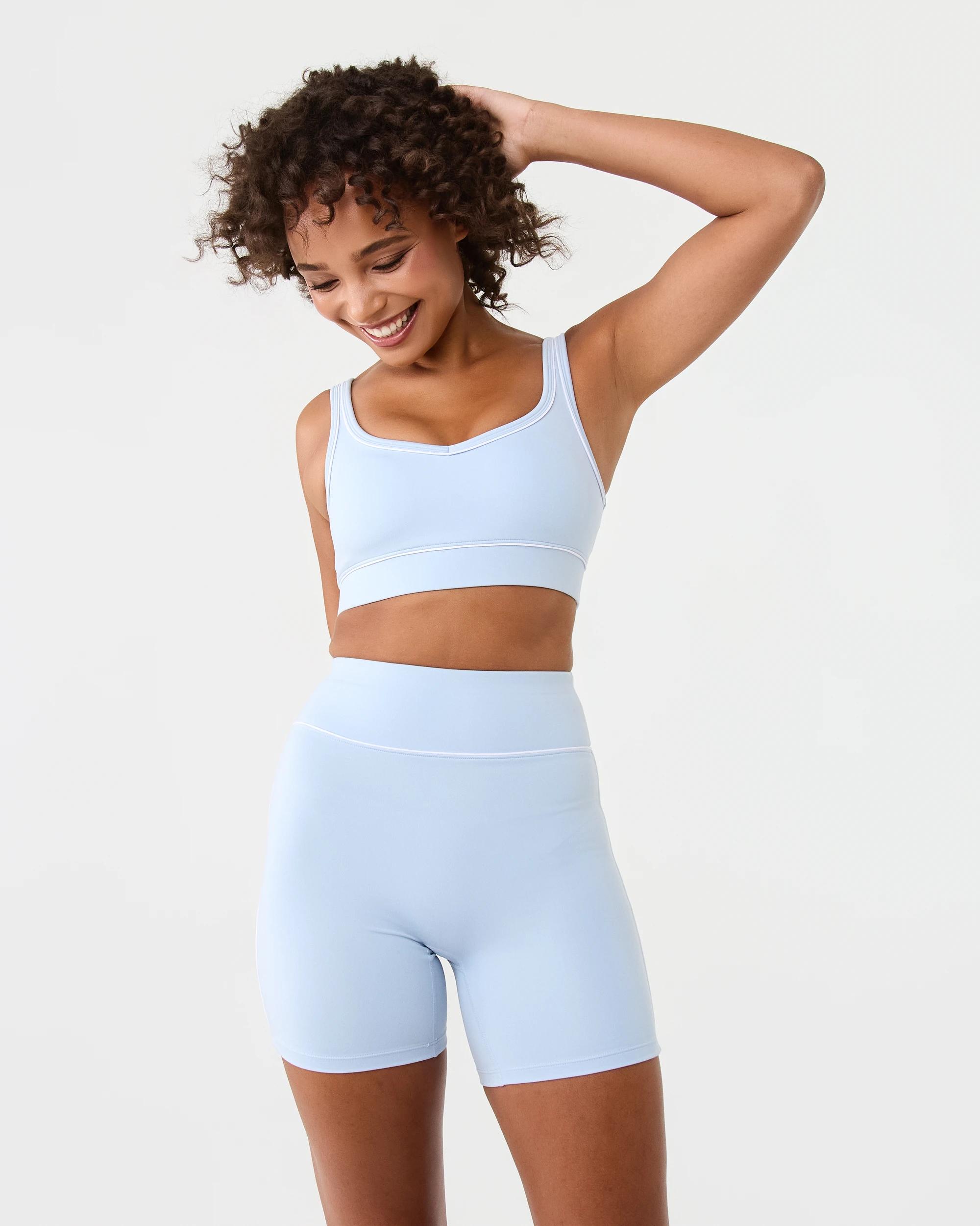 5 Active Womens Contrast Bike Shorts Seashell, 5 of 7