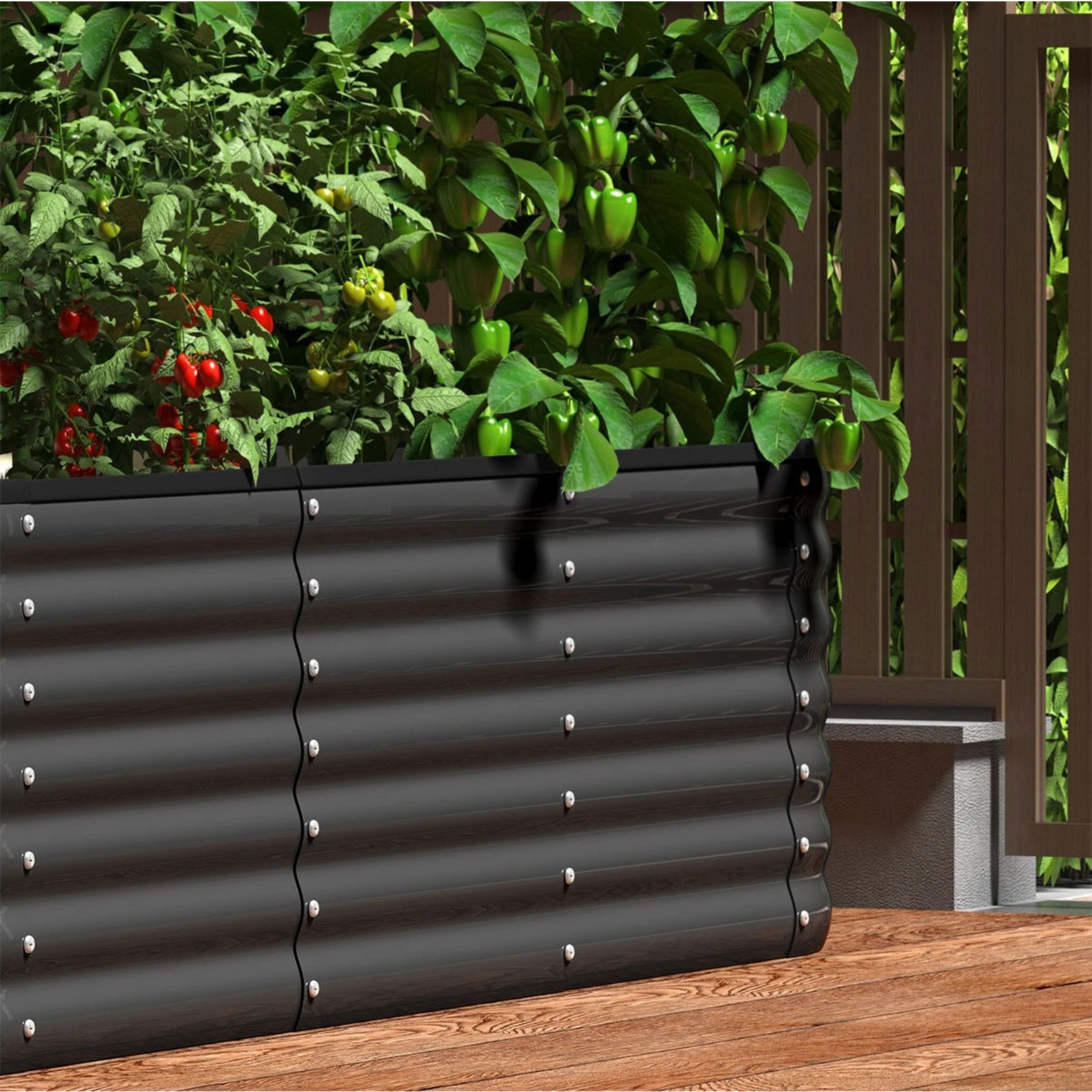 4 Livsip 9-IN-1 Raised Garden Bed Modular Kit Planter Oval Galvanised Steel 56CM H - Grey, 4 of 7