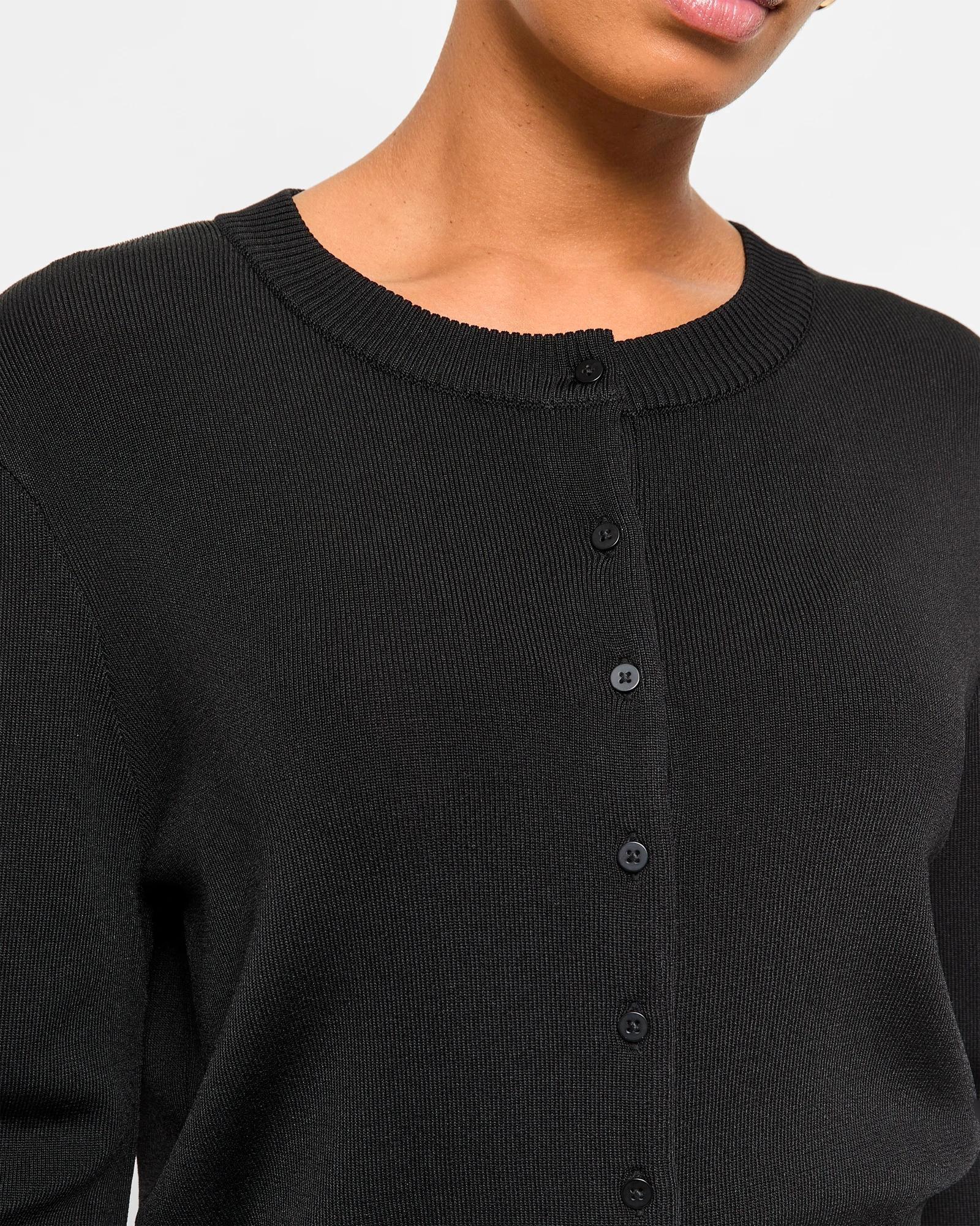 5 Crepe Knit Cardigan - Preview BLACK, 5 of 5