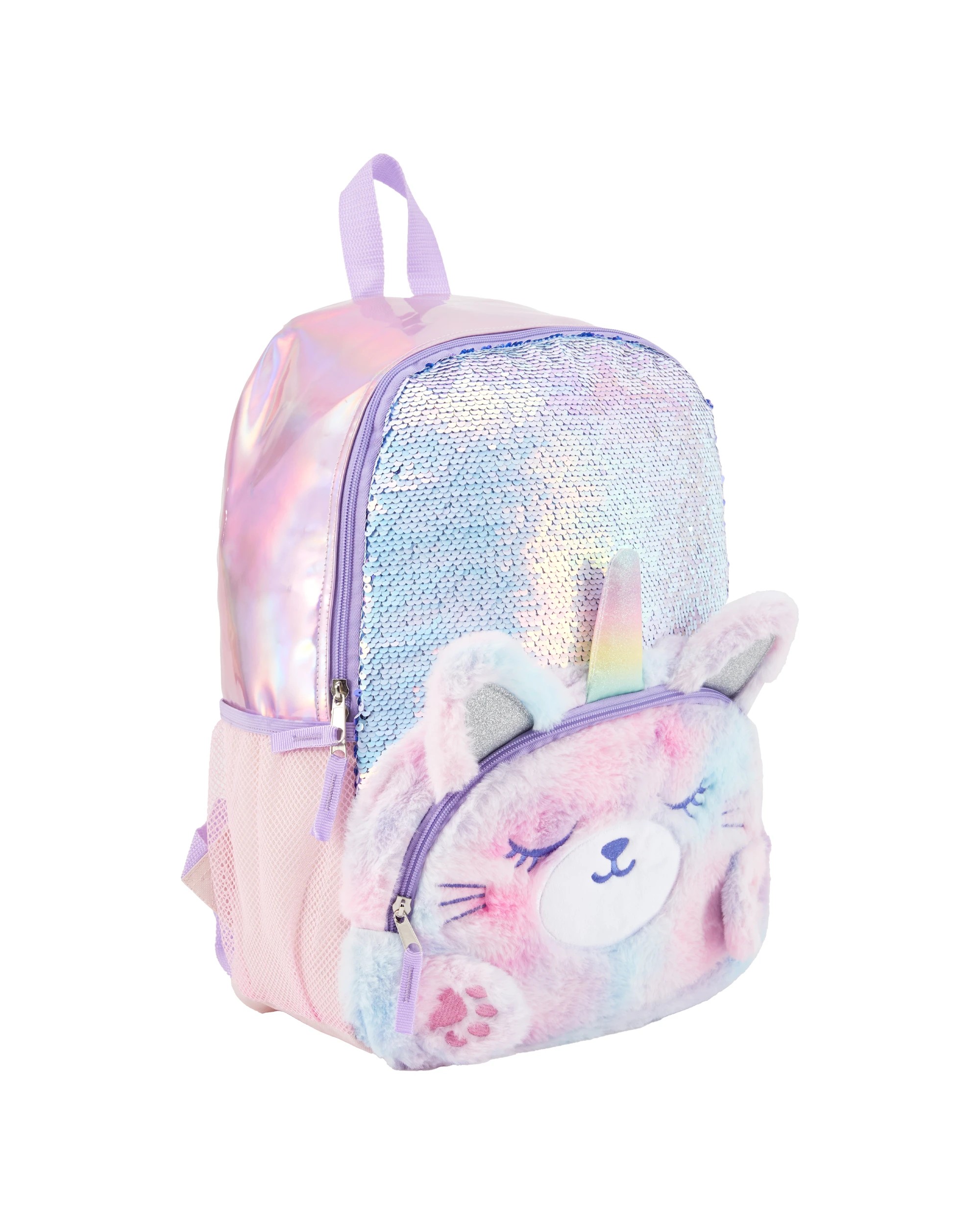 1 Novelty Cat Plush Backpack with Sequins, 1 of 5
