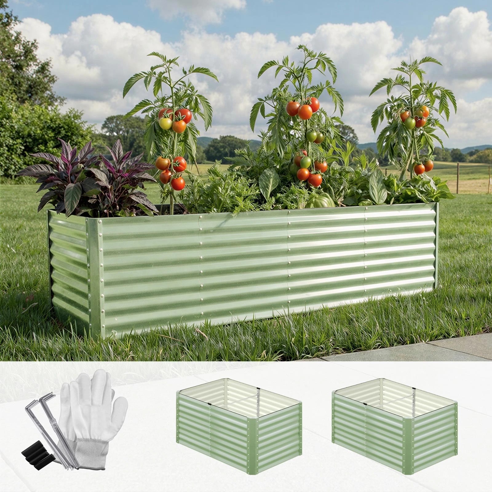 3 Livsip Garden Bed 240x80x73CM Raised Container Vegetable Planter Box - Green, 3 of 8