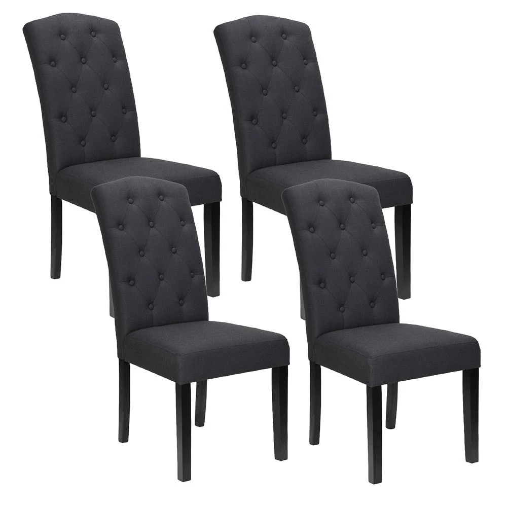 1 Artiss Dining Chairs Set of 4 Linen Parsons Chair Dark - Grey, 1 of 5