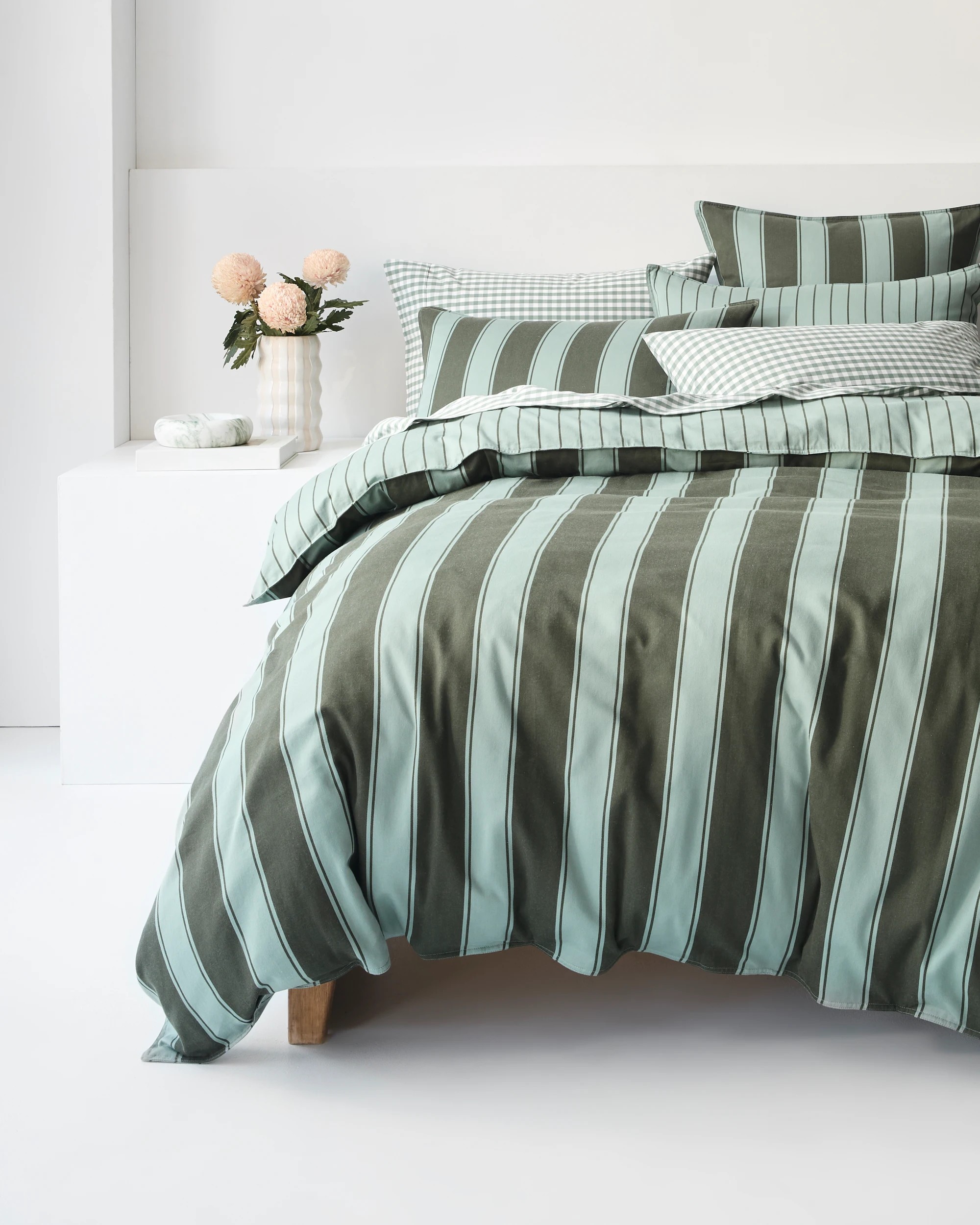 2 Target Rayne Stripe Quilt Cover Set - Super King Bed - Green, 2 of 10
