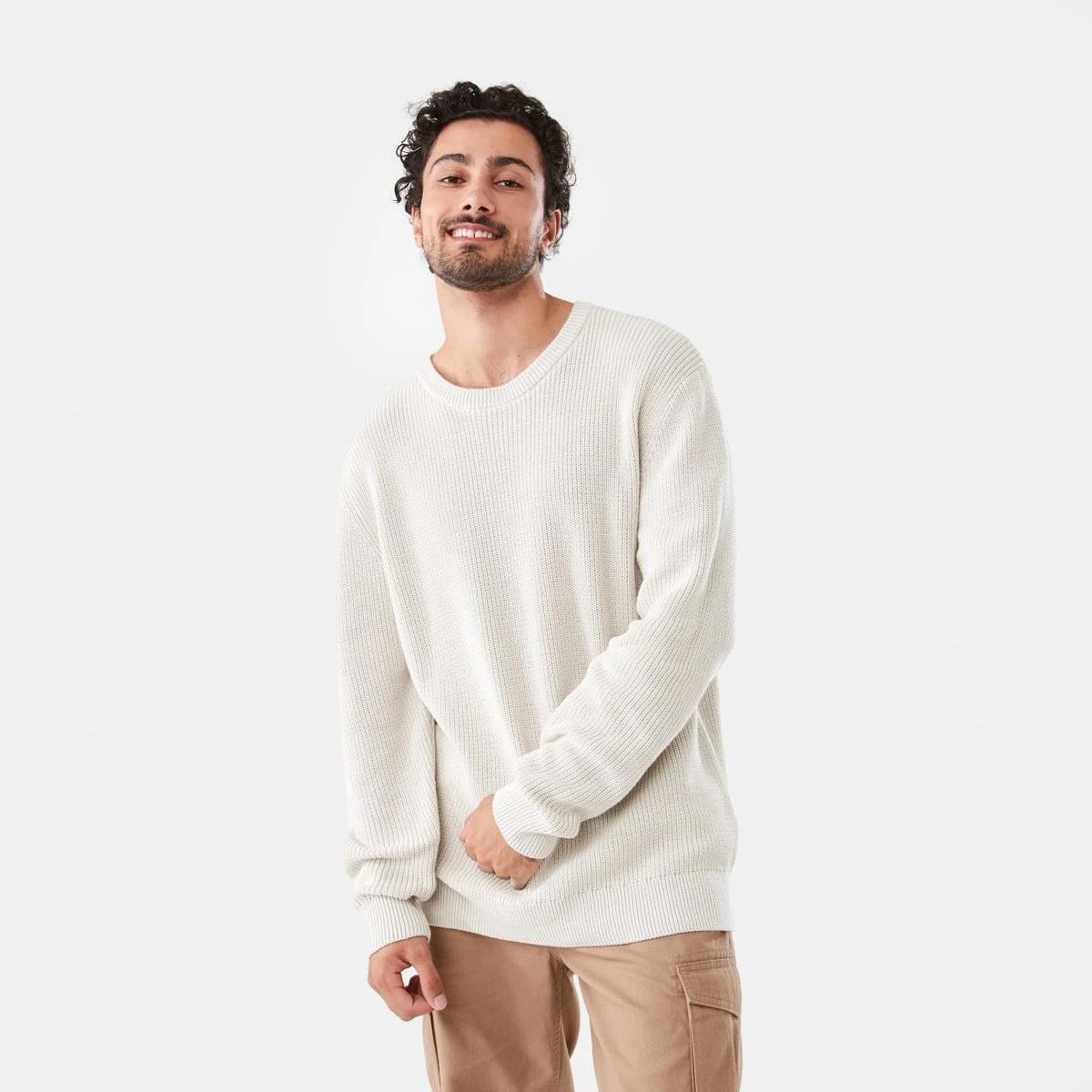 1 Textured Crew Knit Jumper Bge Dune, 1 of 6