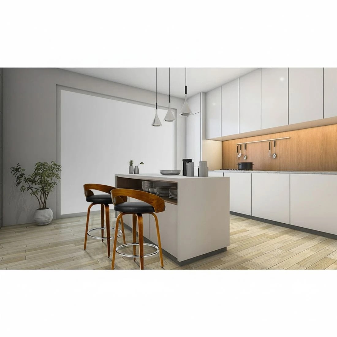 5 Artiss 4x Bar Stools Swivel Seat Curving Backrest - Black, 5 of 5