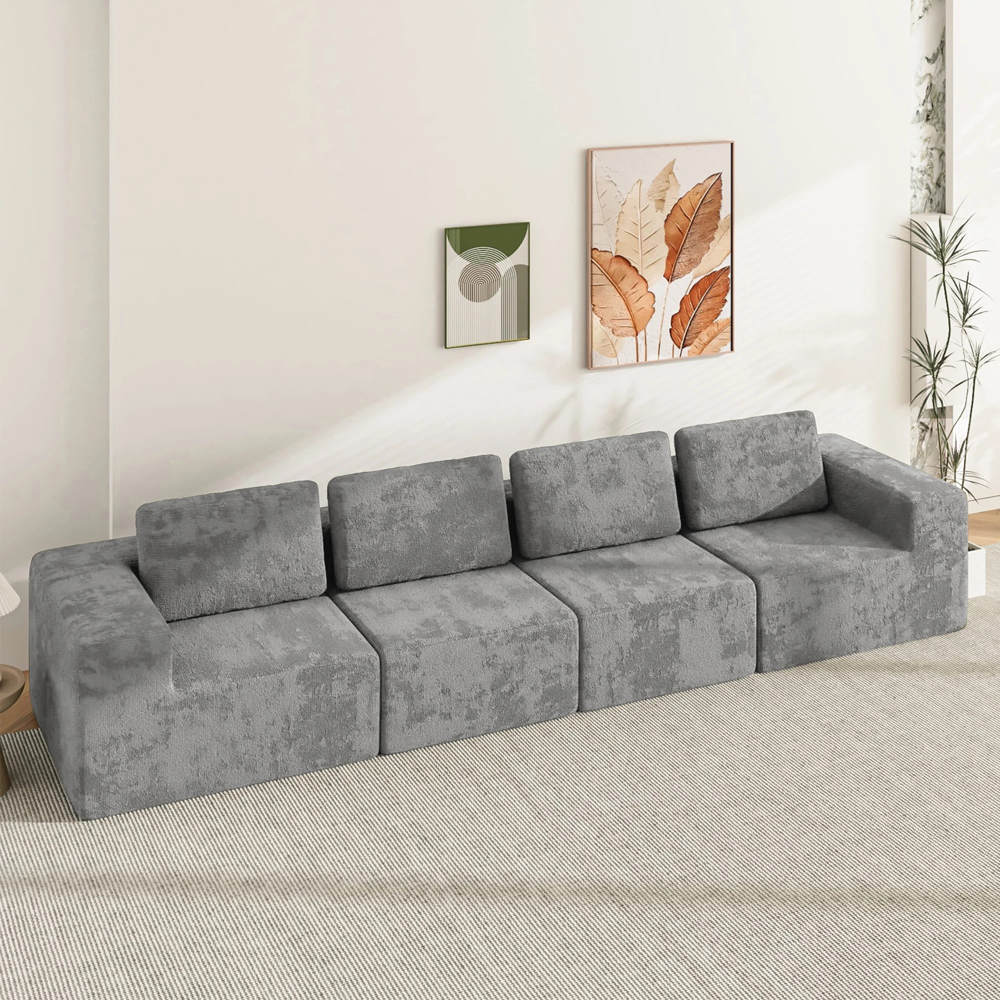 8 Advwin 340cm 4 Seater Sofa Modern Modular Sectional Couch No Assembly- Grey, 8 of 9