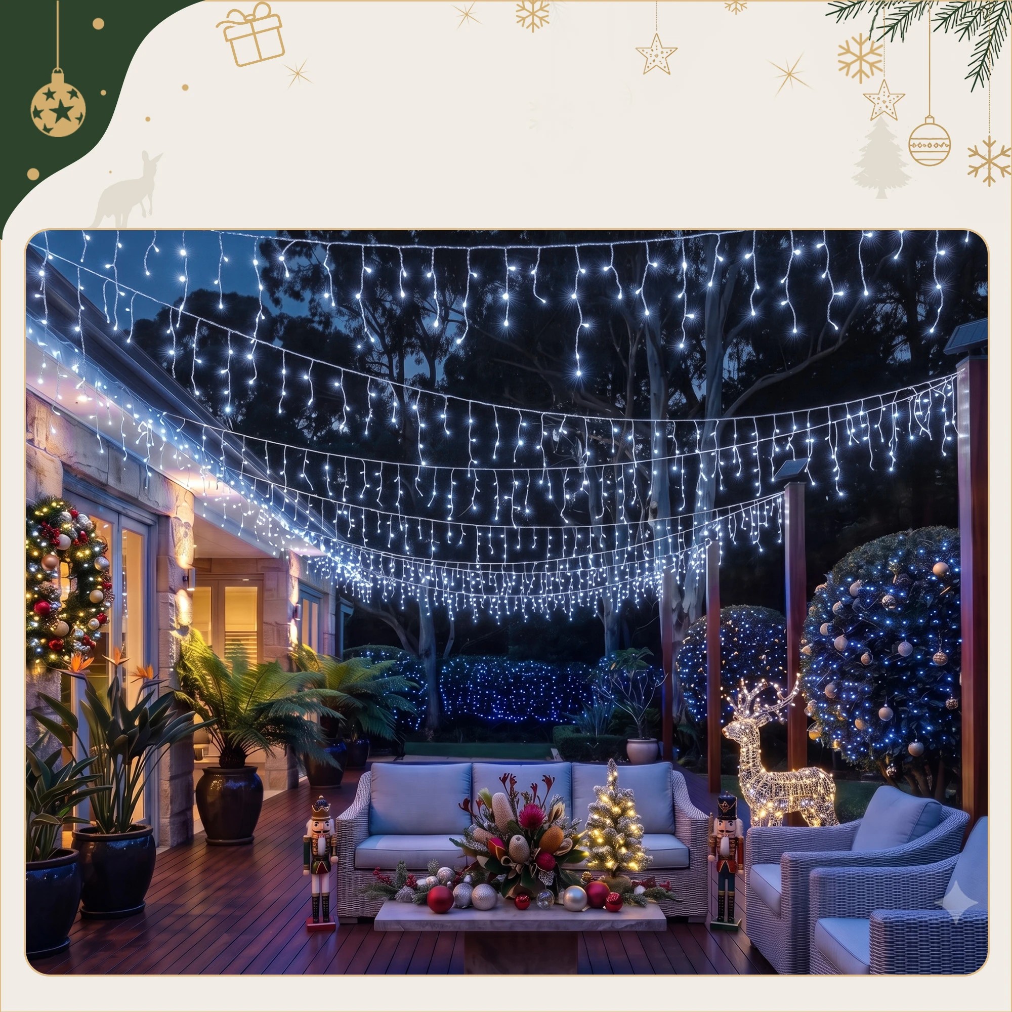 5 Jingle Jollys 32M Christmas Lights Solar Icicle String Lights 960 LED - Blue, 5 of 10