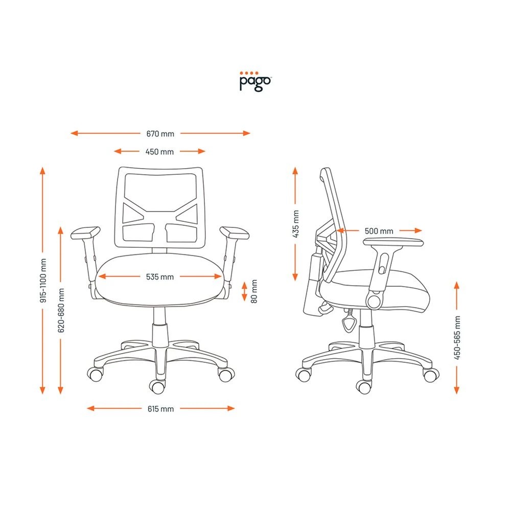 6 Pago Matrix Mesh Deluxe Ergonomic Chair Folding Arms, 6 of 6